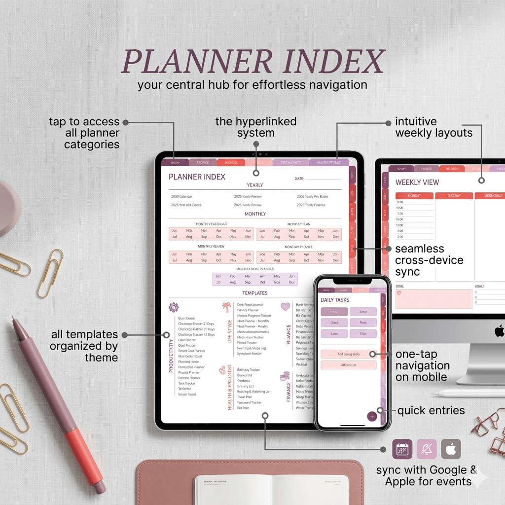 Hyperlinked planner index diferrent devices Hyperlinked planner index different devices