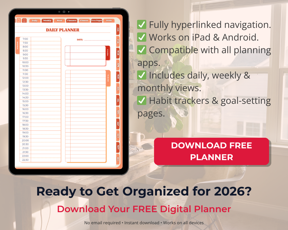 Download free 2026 digital planner with hyperlinked navigation for iPad Android and desktop devices