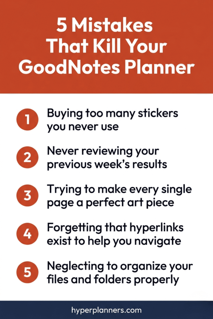 5 common mistakes that cause GoodNotes planner systems to fail for ADHD adults