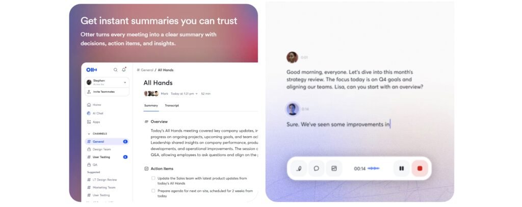 Otter.ai real time voice transcription interface capturing spoken thoughts for ADHD adults