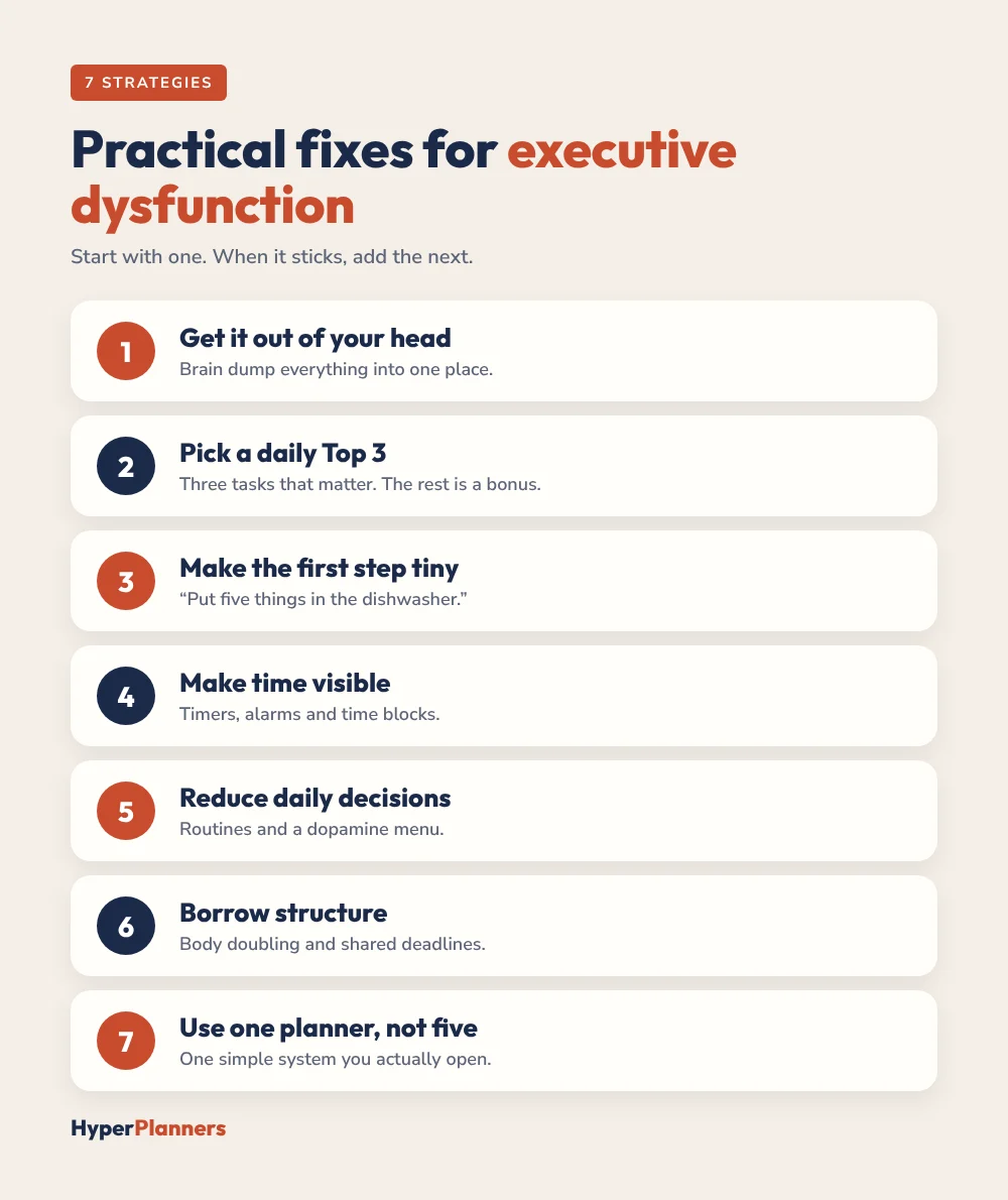 7 practical strategies for executive dysfunction with ADHD