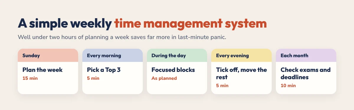 A simple weekly time management system for students